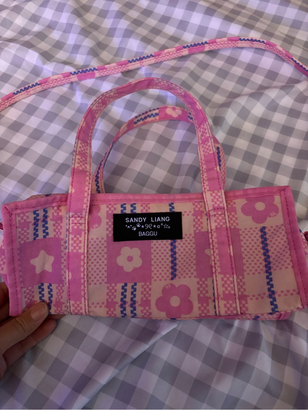 Sandy Liang Pink Floral Mini Bag NO BAG CHARM